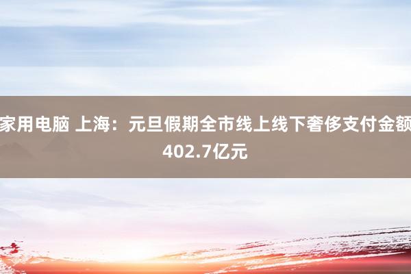 家用电脑 上海：元旦假期全市线上线下奢侈支付金额402.7亿元